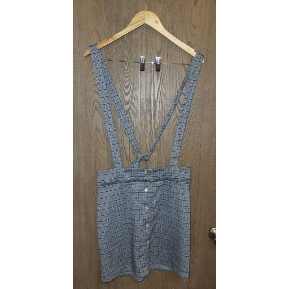 Tresics Juniors Gray Plaid Mini Skirt With Suspenders Size Large